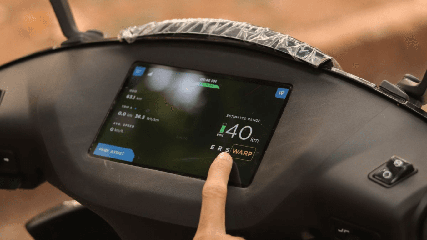 The sleek profile of the Ather 450X Gen 3's dashboard
