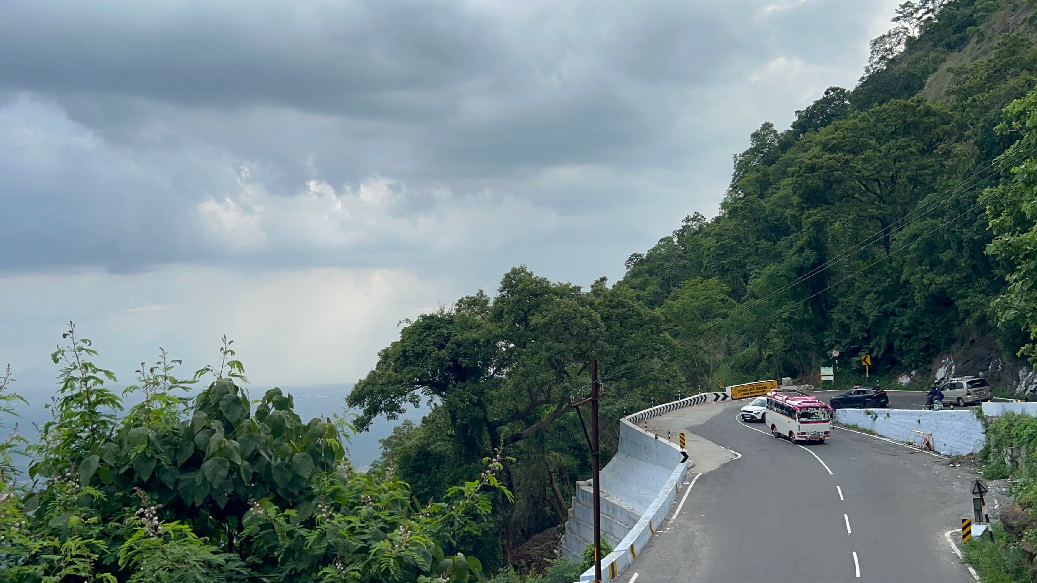 Vehicles navigating turns.